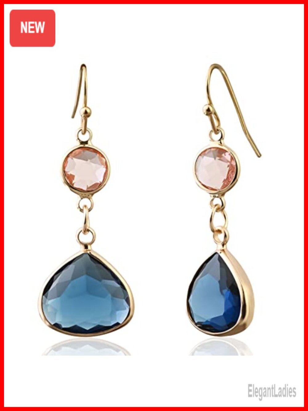 Handmade Dangle Drop Birthstone Earrings 14K Gold Plated Hypoallergenic